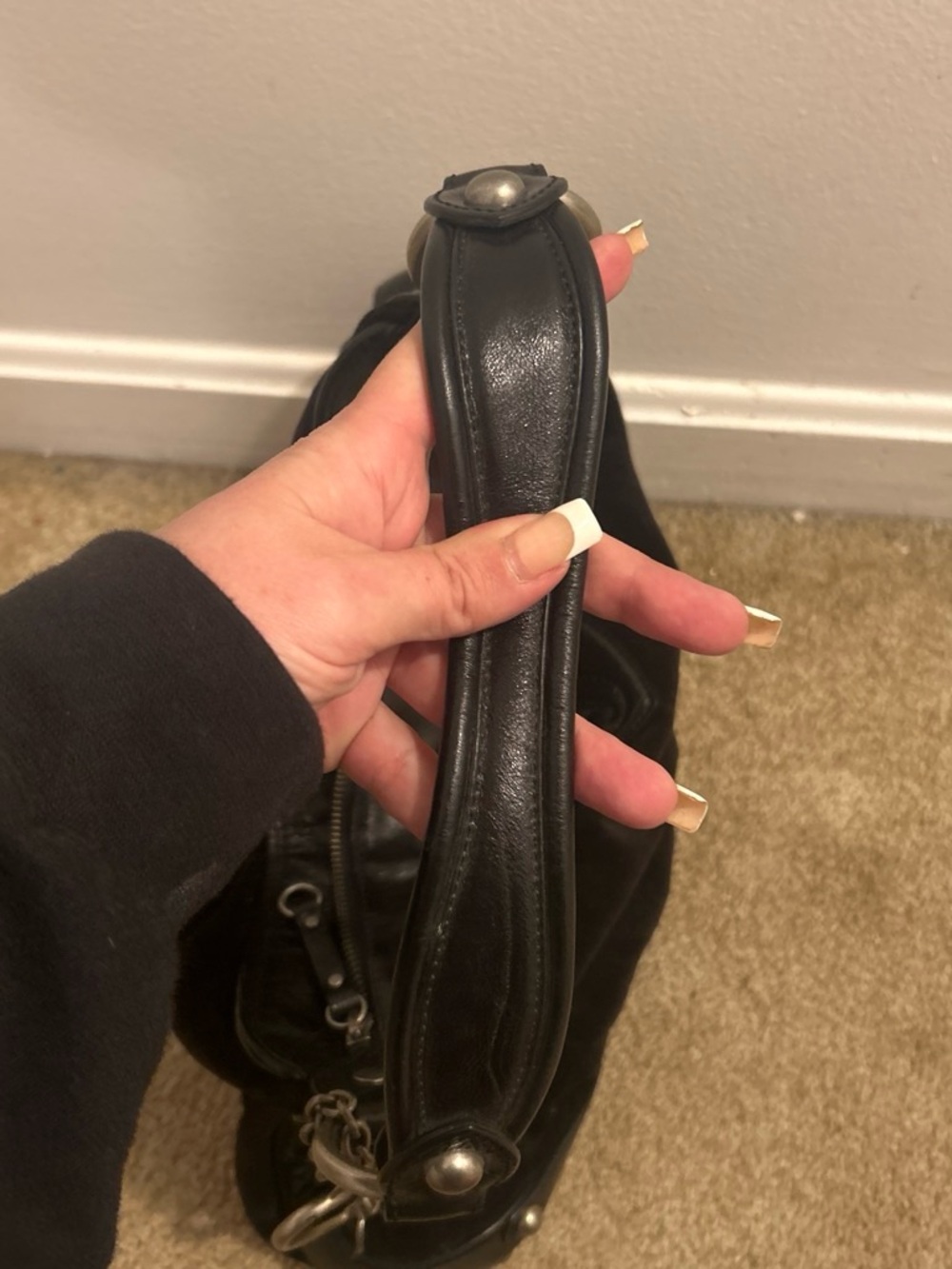 Juicy Couture Black Velvet Shoulder Bag with Pink & Silver Logo - Picture 5 of 8
